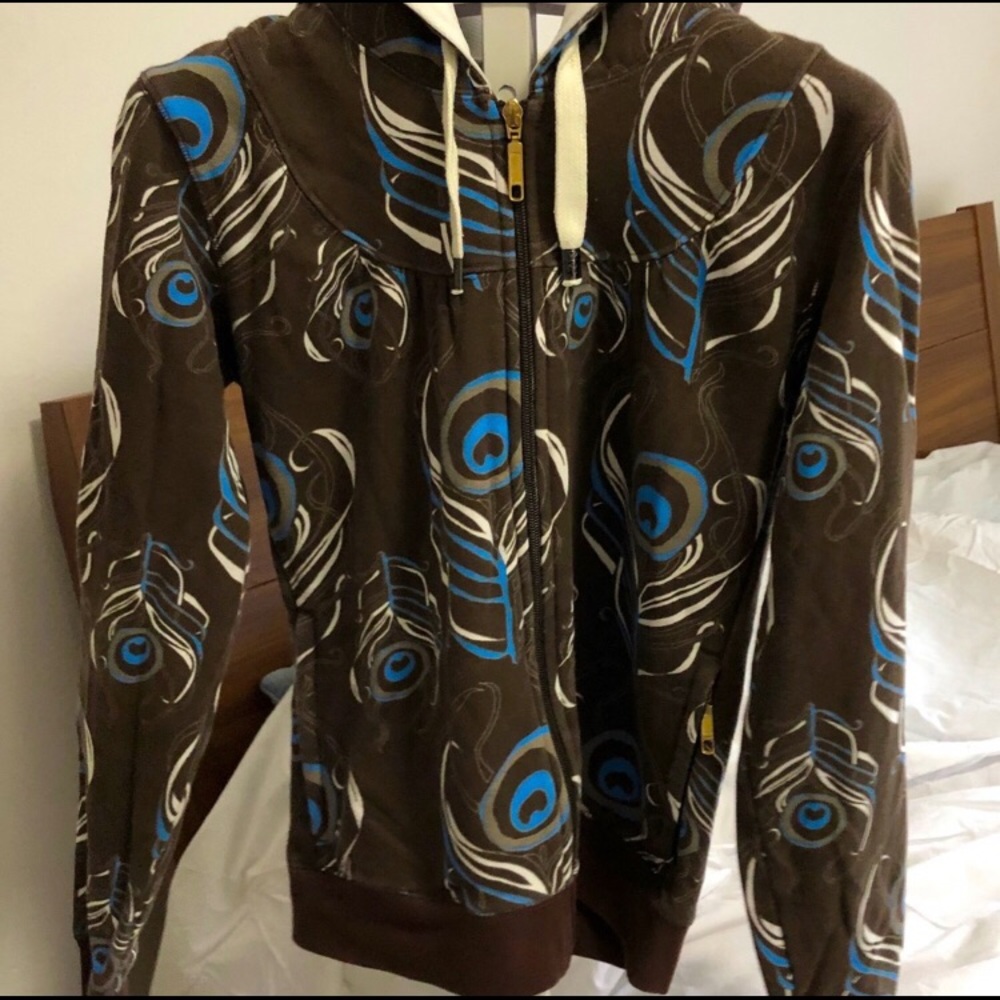 Zippered Hoodie with peacock feather design